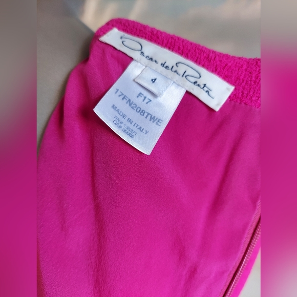 ♧$2,800 2017 OSCAR DE LA RENTA STUNNING PINK WOOL DAY DRESS US 4 S - Picture 5 of 7